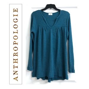 ANTHROPOLOGIE T.LA Turquoise V-Neck Sweater Size M